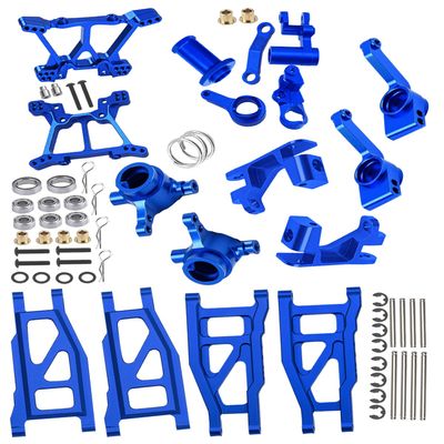 Rcarmumb RC Upgrades Part for 1/10 Slash 4x4 (VXL)/Stampede 4x4 (VXL),Alloy Front Rear Suspension Arm,Caster Block,Steering Blocks,Rear Stub Axle Carriers,Shock Tower Set Hops up,Navy Blue