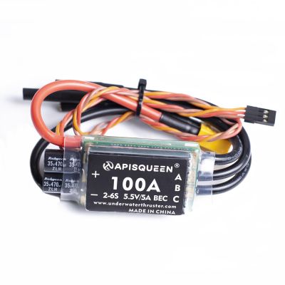 ApisQueen BI-Directional 2-6S 100A ESC Electronic Speed Controller with 5.5V 5A BEC for Underwater Thruster and Motor