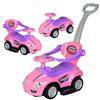 ChromeWheels Push Cars for Toddlers, 3 in 1 Ride on Push Car with Guardrail, Ride on Toys Mega Car w/Push Handle & Horn & Music & Under Seat Storage, Pink view 1
