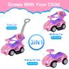 ChromeWheels Push Cars for Toddlers, 3 in 1 Ride on Push Car with Guardrail, Ride on Toys Mega Car w/Push Handle & Horn & Music & Under Seat Storage, Pink view 2