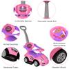 ChromeWheels Push Cars for Toddlers, 3 in 1 Ride on Push Car with Guardrail, Ride on Toys Mega Car w/Push Handle & Horn & Music & Under Seat Storage, Pink view 3