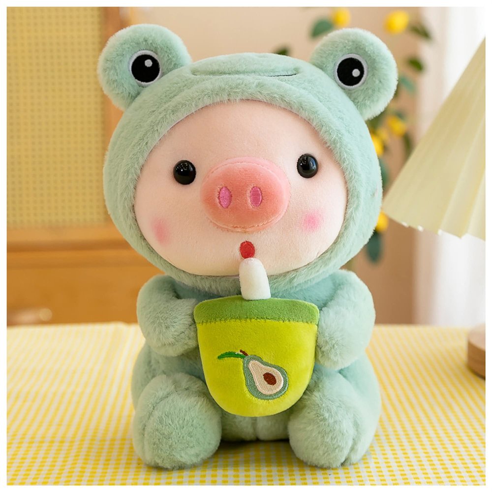 Pig Plush Pillow Pig Dressed Up As Frogs Tigers Rabbits Cute Plush Pillow Gifts for Boy Girl (16.5 in, Green)