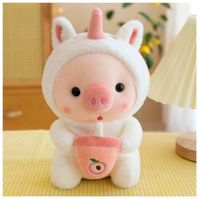 LANFIRE Pig Plush Pillow Pig Dressed Up As Frogs Tigers Rabbits Cute Plush Toy Gifts for Boy Girl (White, 16.5 in)