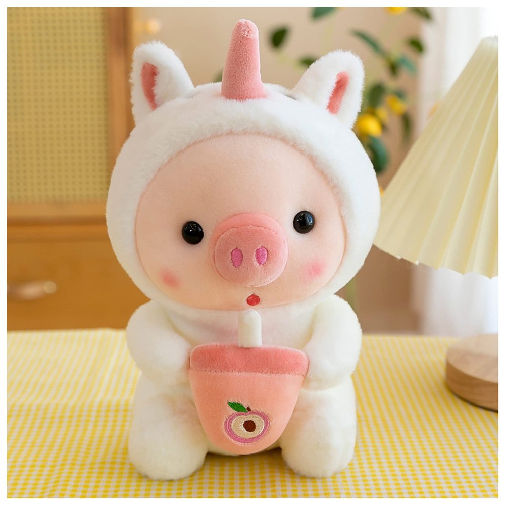 LANFIRE Pig Plush Pillow Pig Dressed Up As Frogs Tigers Rabbits Cute Plush Toy Gifts for Boy Girl (White, 16.5 in)