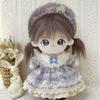 niannyyhouse 20cm Plush Doll Clothes Vintage Floral Lace Dress Headwear 8in Doll Accessories Dress Up (Gray-Blue) view 2