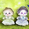 niannyyhouse 20cm Plush Doll Clothes Vintage Floral Lace Dress Headwear 8in Doll Accessories Dress Up (Gray-Blue) view 3