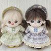 niannyyhouse 20cm Plush Doll Clothes Vintage Floral Lace Dress Headwear 8in Doll Accessories Dress Up (Gray-Blue) view 4