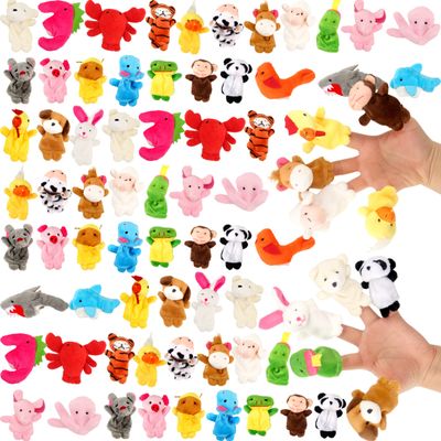 120 Pcs Small Plush Animal Finger Puppets Bulk Mini Stuffed Animal Finger Puppet Tiny Plush Finger Puppet Set for Puppet Show Storytelling Props Educational Toy Children's Day Birthday Gift, 24 Style