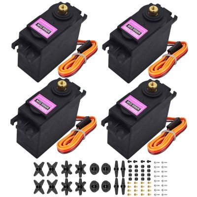 HTLNUZD 4Pack MG996R Analog Servo 55g Metal Gear Torque Digital Servo Motor,180/360 Degree for Futaba Sanwa GWS JR RC Helicopter Car Boat Robot DIY Project (4Pack 180 MG996R Servo Motor)