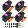 HTLNUZD 4Pack MG996R Analog Servo 55g Metal Gear Torque Digital Servo Motor,180/360 Degree for Futaba Sanwa GWS JR RC Helicopter Car Boat Robot DIY Project (4Pack 180 MG996R Servo Motor) view 1