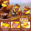 24 Sets Cowboy Rubber Duck with Cute Cow Print Hat and Scarf Mini Rubber Duckies Farm Theme Party Supplies Bathtub Toys Western Theme Party Decoration(Cute Style) view 3