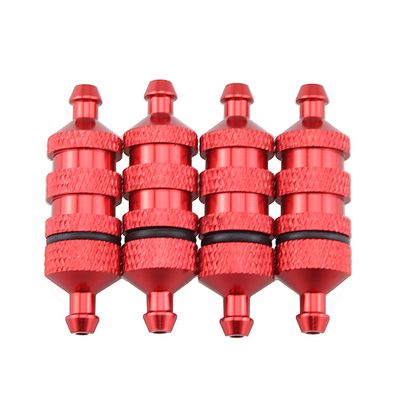 Maxmoral 4PCS RC Aluminum Nitro Fuel Filter Compatible with 1/8 1/10 Nitro Car Buggy Truck, Red