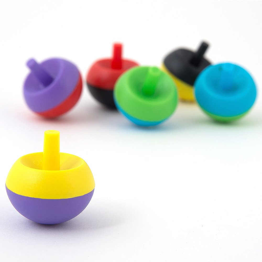 Tippy Tops Spinning Toys for Kids - 50pcs Easter Egg Fillers and Party Favors - Flip Upside Down Plastic Tops Bulk Gifts
