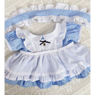 niannyyhouse 40cm Plushie Doll Clothes Maid Suit Headwear Apron Dress Doll Accessories Dress Up (Blue)