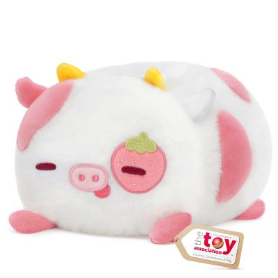 Mewaii Strawberry Cow Plush Pillow, Kawaii Cow Stuffed Animals, Cute Plushies for Girls, Soft Pink Cow Plush, Birthday Gifts for Kids Adults Teens (16 Inch)