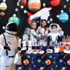 4 Pack Outer Space Tablecloths - Solar System Table Covers, 51x87'' Plastic Disposable Rectangle Planet Table Cover for Kids Space Theme Birthday Party Decorations, Galaxy Theme Party Supplies view 3