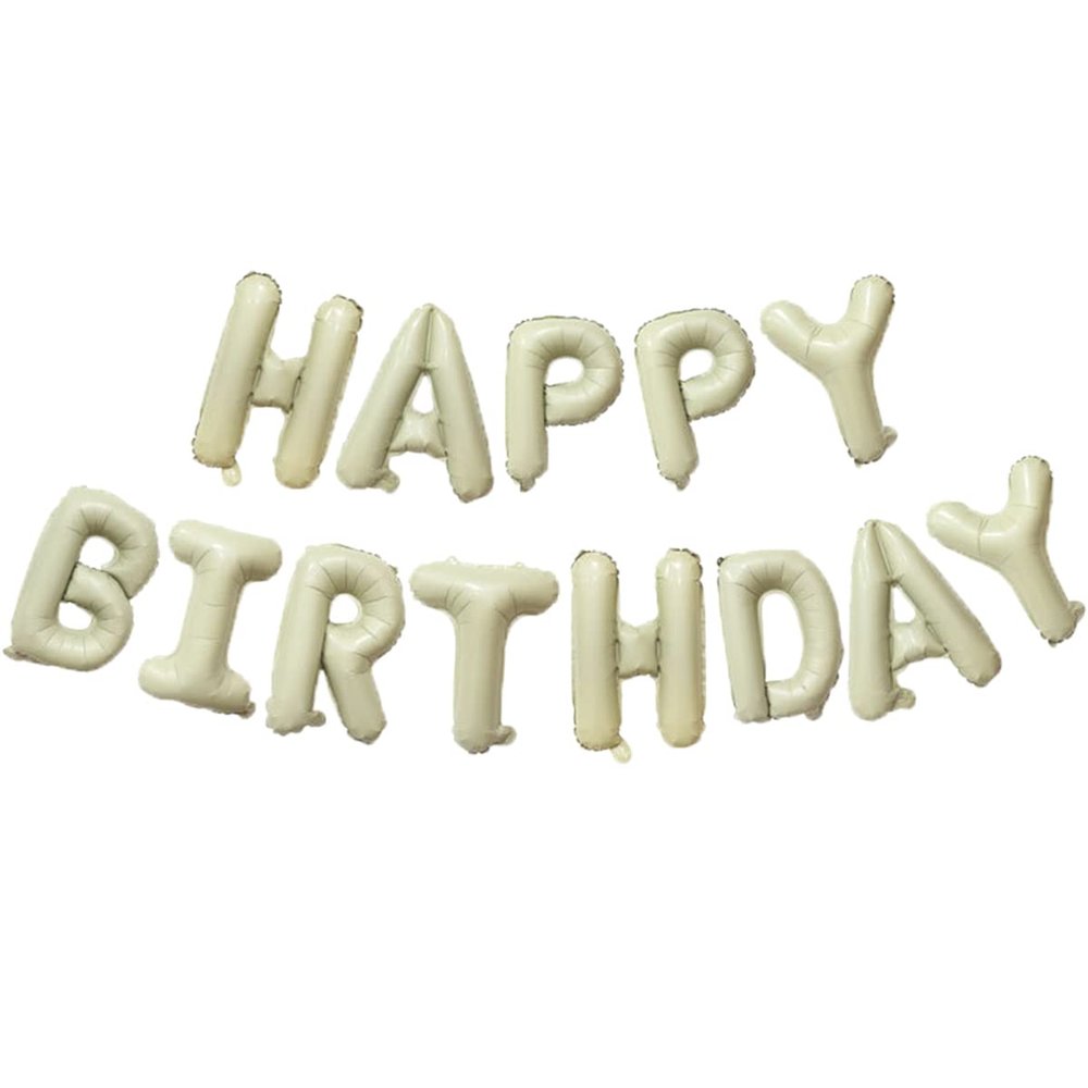 Happy Birthday Banner Beige Cream Matte White Sand Women Boy Girl Men Neutral Teddy Bear Birthday Decorations Boho Groovy Bday Party Decor 1st 2nd 5th 10th Sweet 16 21st 18th 30th 40th 50th 60th 70th