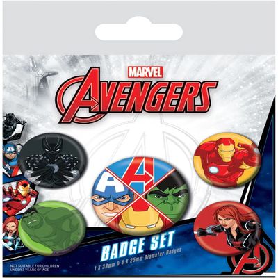 Marvel Avengers (Avengers Assemble) 5 Piece Button Badge Set, Tin