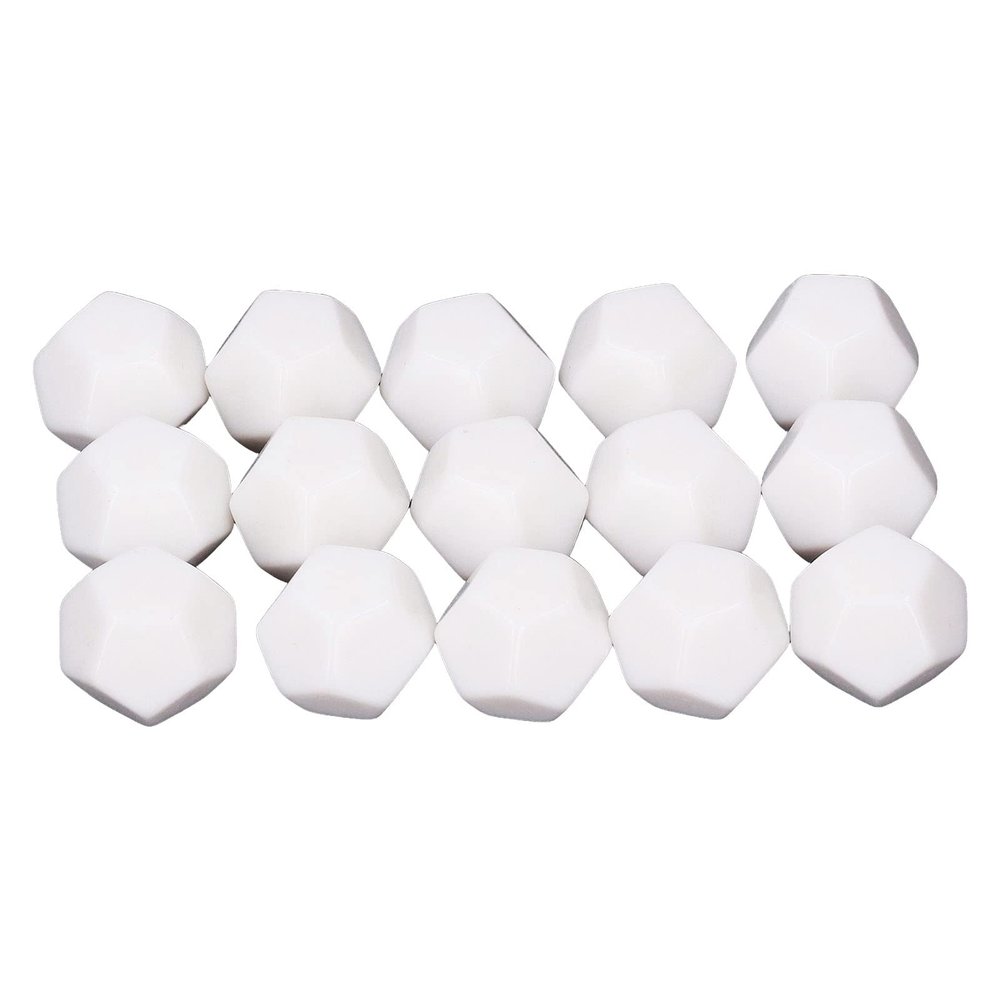 12 Sided Blank Dice, Plastic Write On Cubes Teaching Gaming 30PCS Polyhedral for Education, D12 22mm Blank White Color Dice 12 Sided Can Be Written by Marker Pen for Board Games Accessories