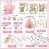 Yinder Bear Cake Toppers Mini Bear Cake Decorations Cake Toppers Gold White Pearl Ball for Birthday Party Decorations(Pink, Brown,Boho Style) view 3