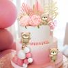 Yinder Bear Cake Toppers Mini Bear Cake Decorations Cake Toppers Gold White Pearl Ball for Birthday Party Decorations(Pink, Brown,Boho Style) view 4