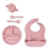 Personalized Silicone Baby Feeding Set Custom Snack Cup with Lid Baby Weaning Supplies Adjustable Silicone Bibs Baby Birthday Gift Divided Tableware Set Soft Spoon and Fork Led Weaning Supplies view 1