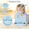 Personalized Silicone Baby Feeding Set Custom Snack Cup with Lid Baby Weaning Supplies Adjustable Silicone Bibs Baby Birthday Gift Divided Tableware Set Soft Spoon and Fork Led Weaning Supplies view 2