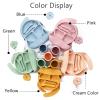 Personalized Silicone Baby Feeding Set Custom Snack Cup with Lid Baby Weaning Supplies Adjustable Silicone Bibs Baby Birthday Gift Divided Tableware Set Soft Spoon and Fork Led Weaning Supplies view 3