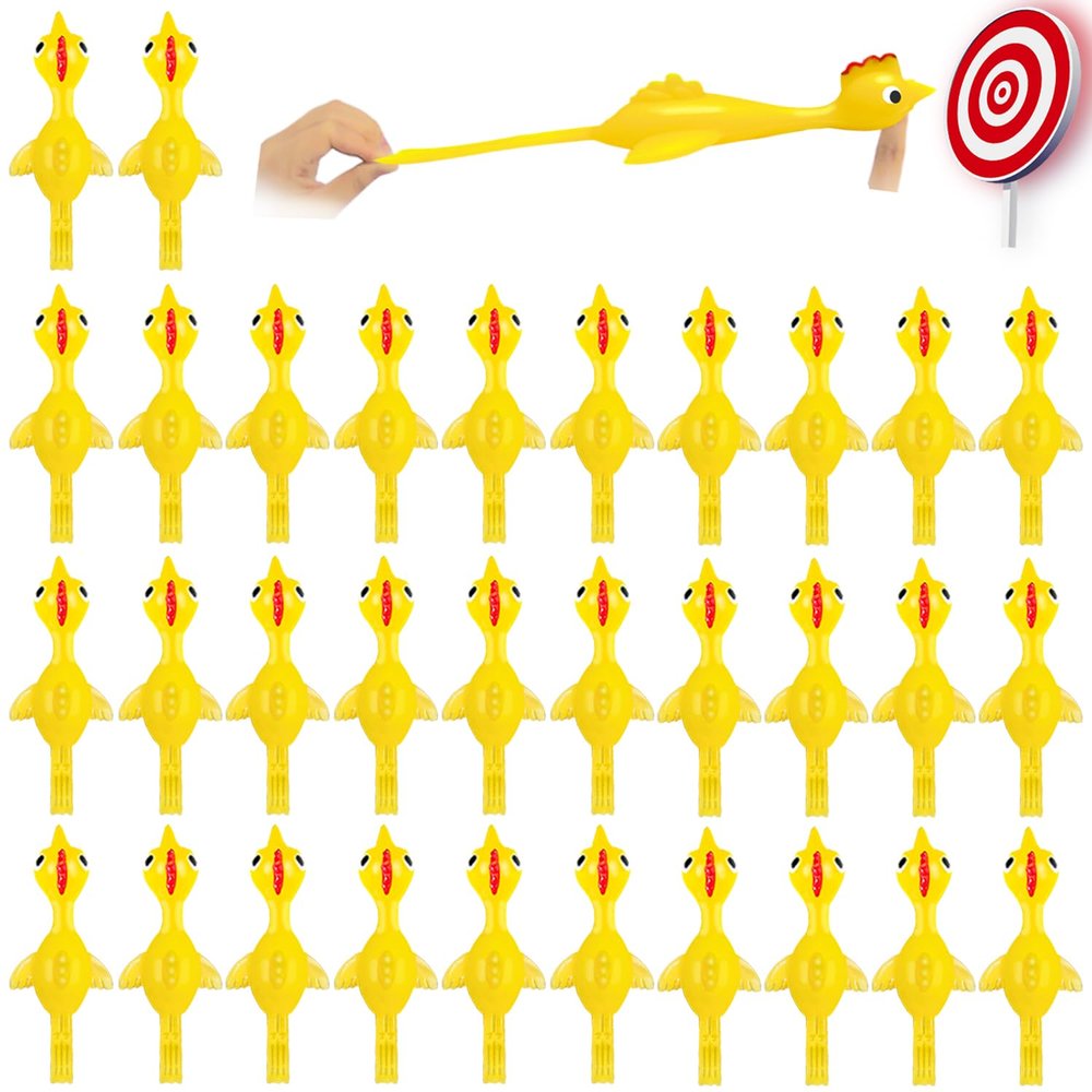 50Pack Finger Slingshot Chicken Rubber,Flick Stretchable Chicken Toys,Flying Stretchy Chicken Fingers for Birthday Party Favor,Halloween,School Thanksgiving Activity(Yellow),Target NOT Included