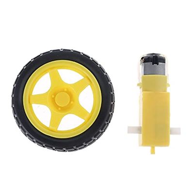 1 Set for Smart Car Robot Plastic Tire Wheel Tyre with DC3-6V Gear Motor