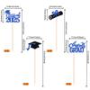 12 PCS 2025 Graduation Centerpiece Sticks Assembled Congrats Grad Class of 2025 Cake Toppers Diploma Graduation Cap Table Flower Centerpiece Sticks for 2025 Graduation Theme Party Supplies Blue view 2