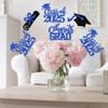 12 PCS 2025 Graduation Centerpiece Sticks Assembled Congrats Grad Class of 2025 Cake Toppers Diploma Graduation Cap Table Flower Centerpiece Sticks for 2025 Graduation Theme Party Supplies Blue view 3