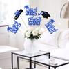 12 PCS 2025 Graduation Centerpiece Sticks Assembled Congrats Grad Class of 2025 Cake Toppers Diploma Graduation Cap Table Flower Centerpiece Sticks for 2025 Graduation Theme Party Supplies Blue view 4