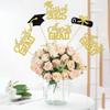 12 PCS 2025 Graduation Centerpiece Sticks Assembled Class of 2025 Cake Toppers Congrats Grad Diploma Graduation Cap Table Flower Centerpiece Sticks for 2025 Graduation Theme Party Supplies Gold view 4