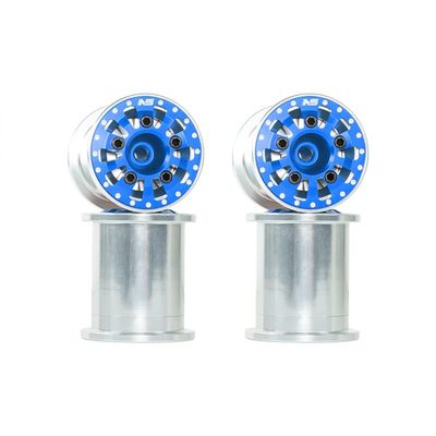 NexxSpeed CNC Aluminum Beadlock Rim Set (Blue) - FMS FCX24 Max Smasher