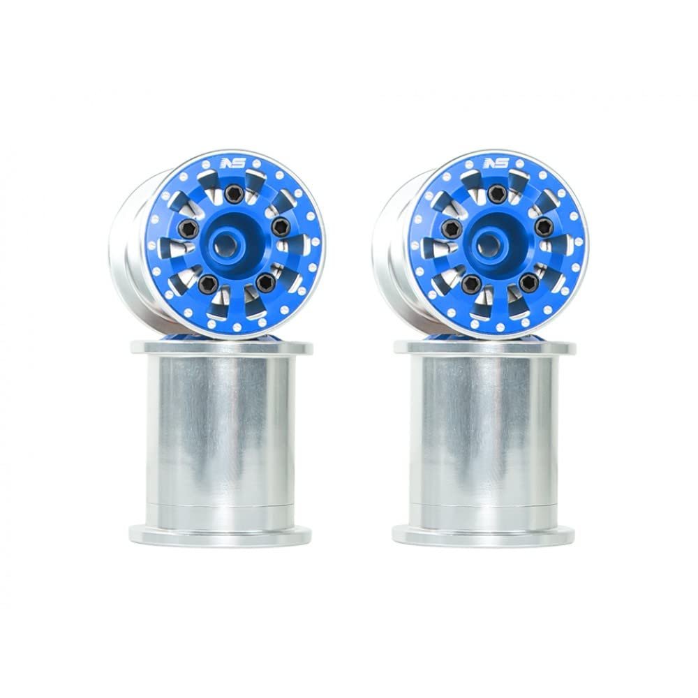 NexxSpeed CNC Aluminum Beadlock Rim Set (Blue) - FMS FCX24 Max Smasher