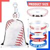 LEIFIDE 148 Pcs Baseball Party Favors Baseball Team Gifts Include Drawstring Bag, Silicone Wristbands, Keychain, Braided Rope Necklaces and Stickers Birthday Gifts for Baseball Players Lover view 3