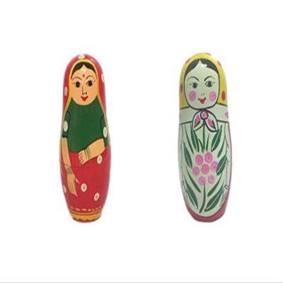 Funwood Games Indian Traditional Wooden Nesting Doll & Russian Matryoshka Wooden Dolls- Set 2