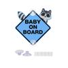 Leniutor Baby On Board Sticker for Cars, 6.53" Cute Raccoon PVC Car Suction Cup Kids On Board Safety Warning Sign for Car Rear Side Window (Suction Cup Blue, 1) view 1