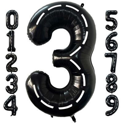 40 Inch Race Car Black Number 3 Balloon Large Size Jumbo Digit Foil Mylar Racetrack Helium Balloons for Boys 3th Racing Car Monster Truck Theme Birthday Party Anniversary Celebration Decoration