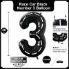 40 Inch Race Car Black Number 3 Balloon Large Size Jumbo Digit Foil Mylar Racetrack Helium Balloons for Boys 3th Racing Car Monster Truck Theme Birthday Party Anniversary Celebration Decoration view 2