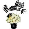 12 PCS Class of 2025 Centerpiece Stick 2025 Congrats Grad Cake Toppers Diploma Graduation Cap 2025 Table Flower Centerpiece Sticks for 2025 Graduation Theme Party Decorations Supplies Black view 1