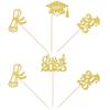 12 PCS Class of 2025 Grad Centerpiece Sticks Decorations Congrats Grad 2025 Cake Toppers Diploma Graduation Cap 2025 Table Flower Centerpiece Sticks for 2025 Graduation Theme Party Supplies Gold view 3