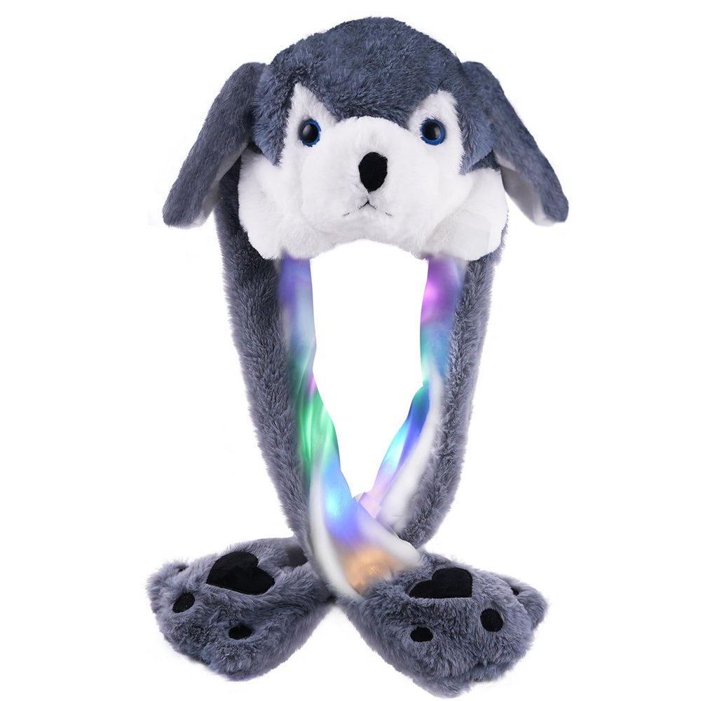 Arcimatto Animal Hat Plush Husky Dress Up Cosplay Party Christmas Holiday Cute Cap for Kids Adults (Grey Husky)