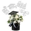 12 PCS Class of 2025 Grad Centerpiece Sticks 2025 Congrats Grad Cake Toppers Graduation Cap 2025 Table Flower Centerpiece Sticks for 2025 Graduation Theme Party Decorations Supplies Silver view 1