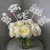 12 PCS Class of 2025 Grad Centerpiece Sticks 2025 Congrats Grad Cake Toppers Graduation Cap 2025 Table Flower Centerpiece Sticks for 2025 Graduation Theme Party Decorations Supplies Silver view 4