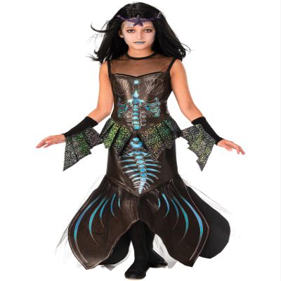 Bristol Novelty 3015563-4000 Children's Zombie Mermaid Costume, Black and Multicoloured, 3-4 Years
