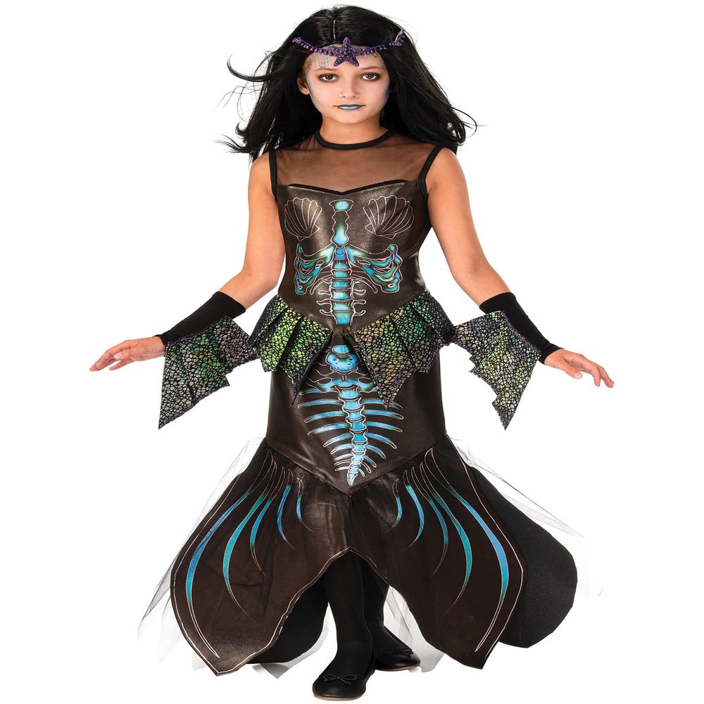 Bristol Novelty 3015563-4000 Children's Zombie Mermaid Costume, Black and Multicoloured, 3-4 Years