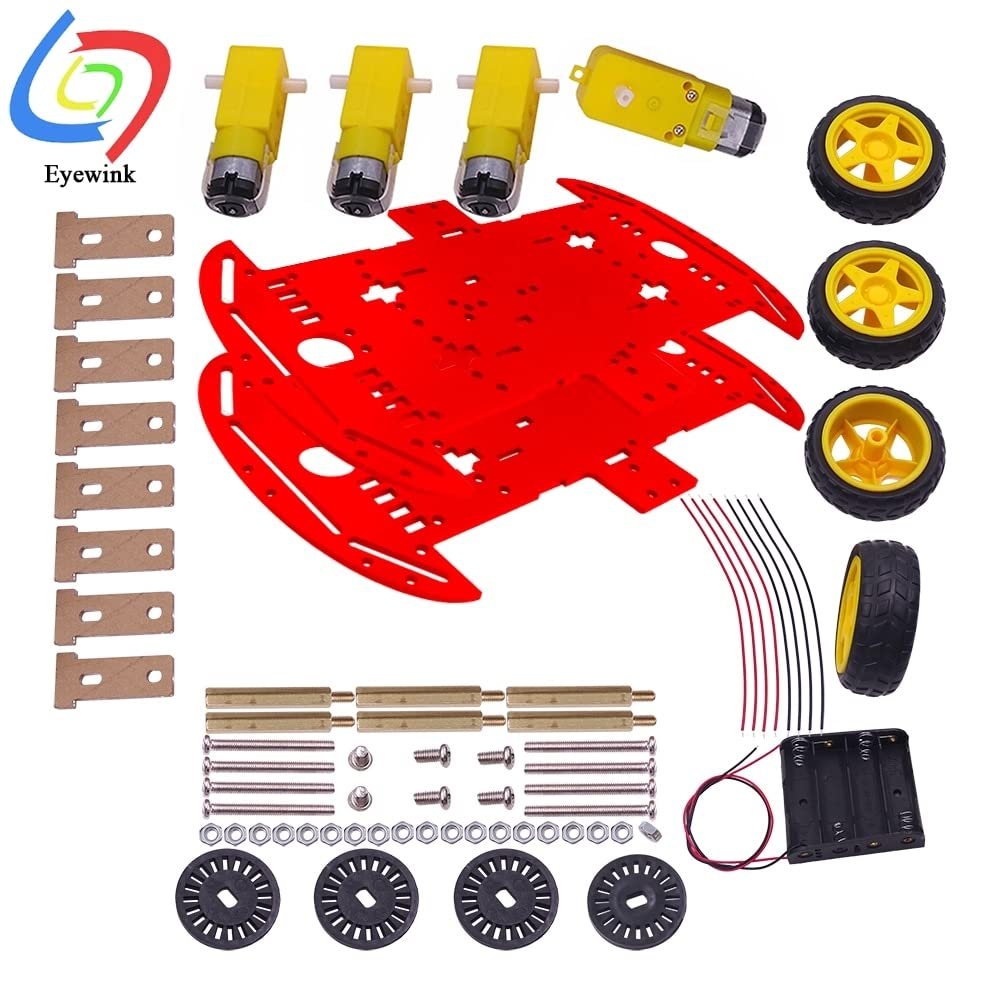 1 set Diy Smart Electronics 4WD Robot Smart Car Chassis Kit With Speed Encoder Available in a variety of colors - (Speed(RPM): transparent)
