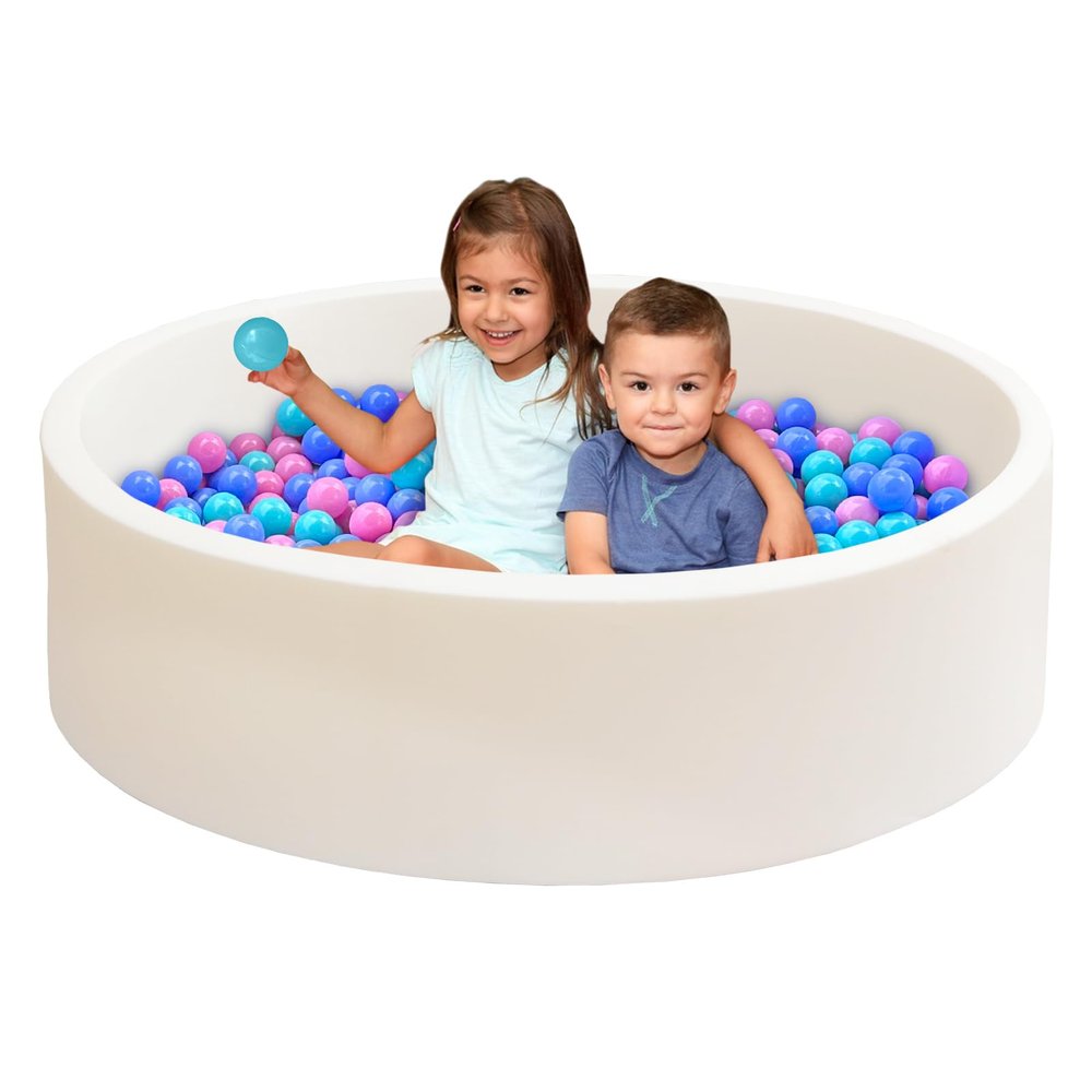 Baby Ball Pit for Toddlers, 47.2" x 13.8" Foam Ball Pit for Kids, Soft Round Ball Pool for Baby, Indoor and Outdoor Playpen, Ideal Gift for Children, White, (Balls not Included)